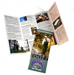 Tri-fold brochure created for Sprick Roofing by Visual People Design in Corvallis, Oregon