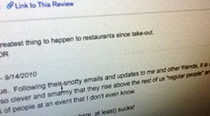 Bad review on Yelp